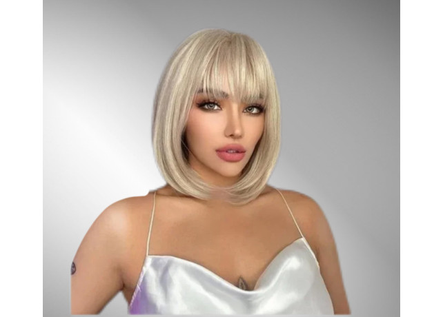 Peruca Bobo Blonde cu Breton